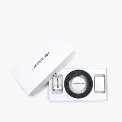 Coffret Ceinture Réversible 110cm Noir/Marron en Cuir - Lacoste