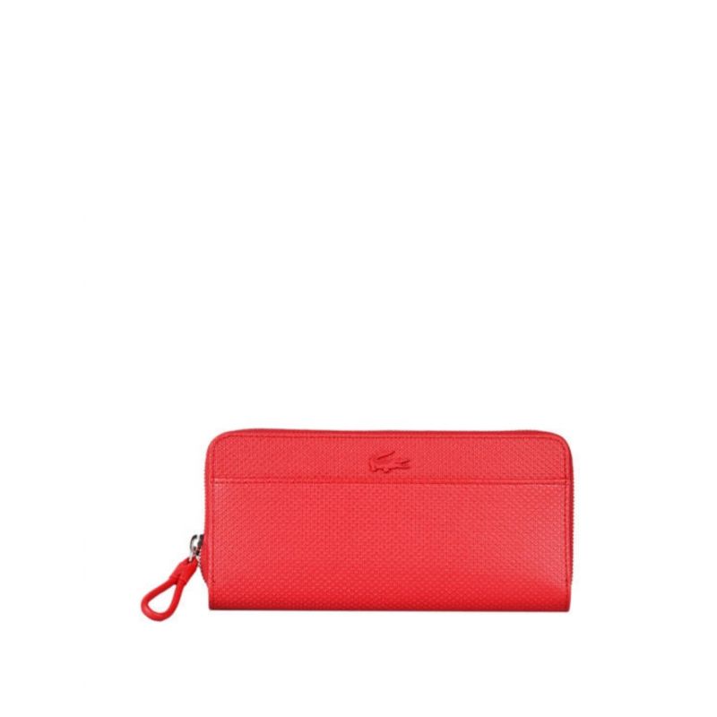 Portefeuille Zippé Chantaco en Cuir Piqué Mat - Lacoste Portefeuille Zippé Chantaco en Cuir Piqué Mat - Lacoste