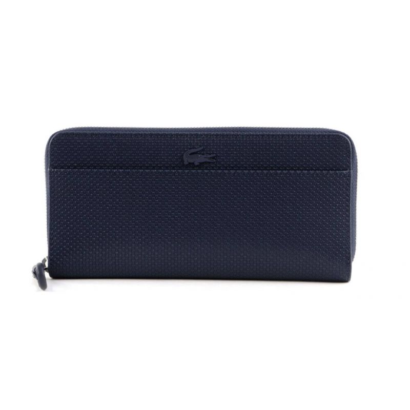 Portefeuille Zippé Chantaco en Cuir Piqué Mat - Lacoste Portefeuille Zippé Chantaco en Cuir Piqué Mat - Lacoste