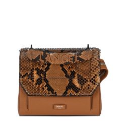 Sac Bandoulière Rabat M Ninon en Cuir Python Noir - Lancel