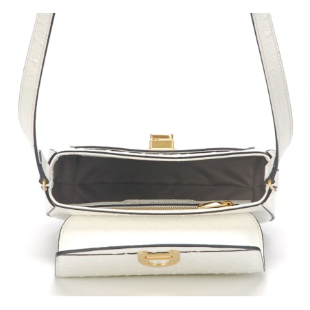 Sac bandoulière Naomi cuir façon autruche