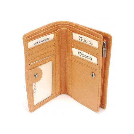 Porte-Monnaie et Cartes Marie en Cuir - Mocca