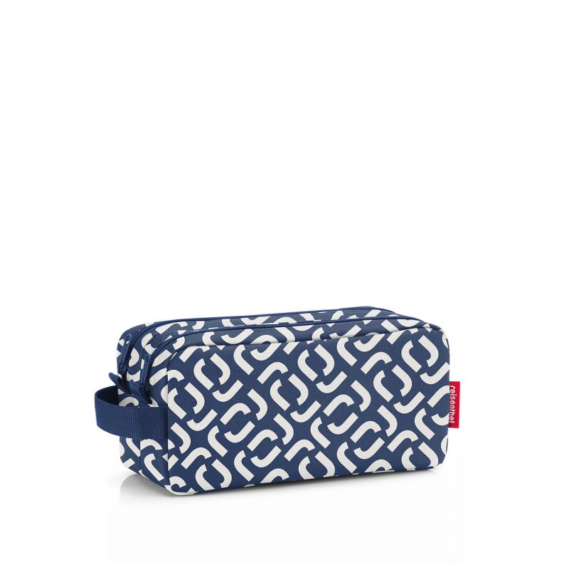 draadloze Belonend Marine Trousse de Toilette Duocase Signature Navy en Toile - Reisenthel