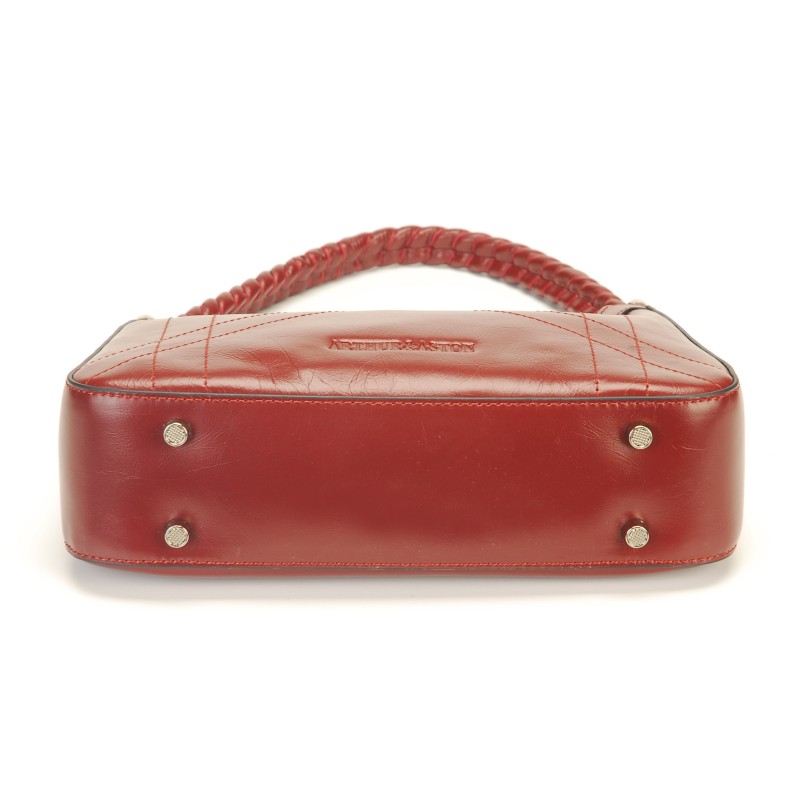 Sac à Main Francesco Biasia En Cuir Rouge - Monture Beige - Occasion