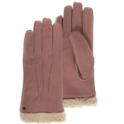 Gants Femme Cuir de Chèvre Velours Rose - Isotoner