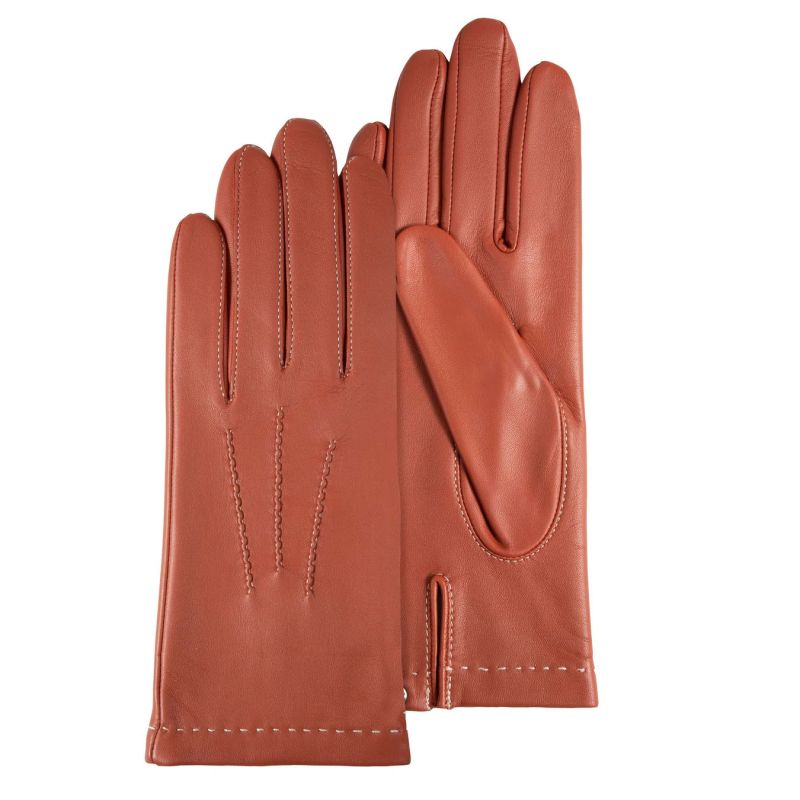 Gants Femme Cuir Agneau Orange - Isotoner