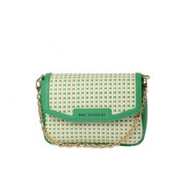 Sac Bandoulière Fantasia Kiribati S en Raphia Vert/Ecru