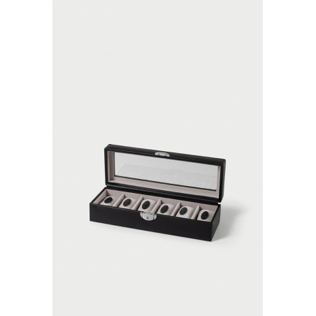 Coffret 6 Montres Vitrés Noir en Synthétique 