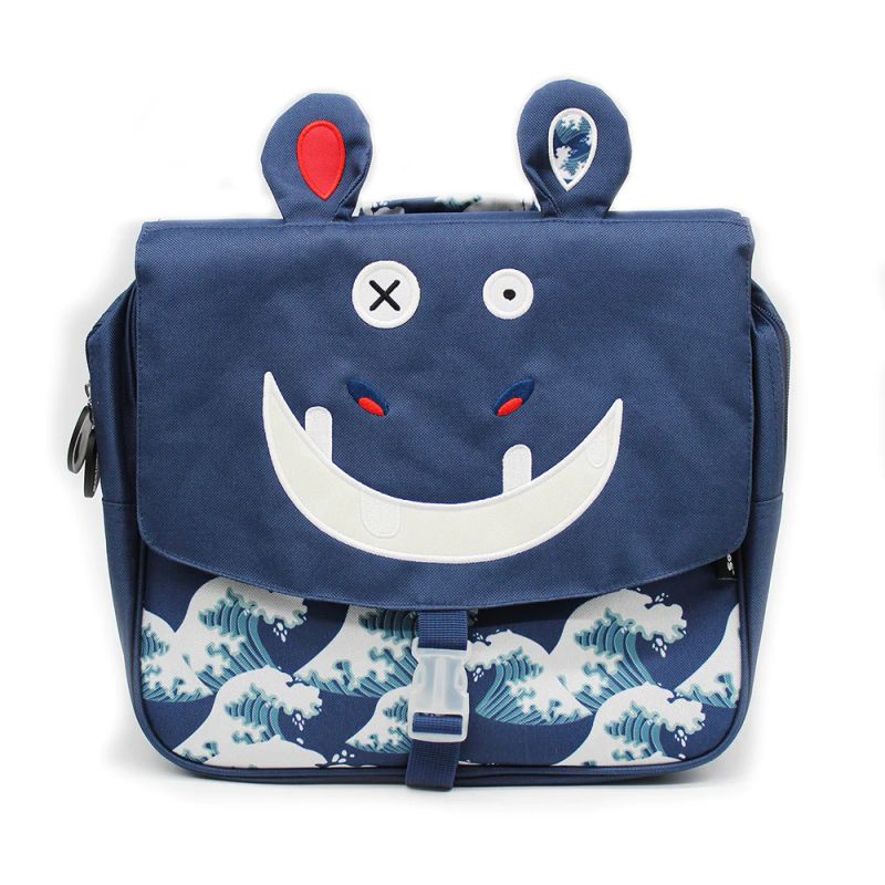 Cartable 35 cm Hippipos l'hippo en Toile - Les Déglingos