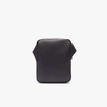 Sacoche Zippée avec Marquage Contrasté en Cuir