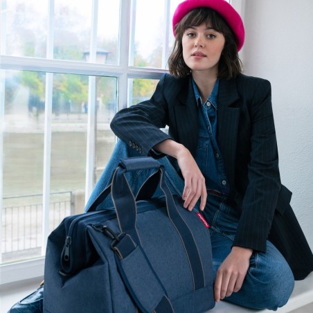 Sac de Voyage Allrounder M Herringbone Dark Blue en Toile - Reisenthel