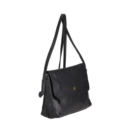 Sac bandoulière rabat M en cuir
