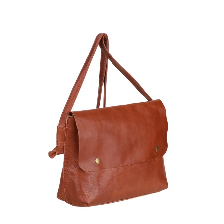 Sac bandoulière rabat L en cuir
