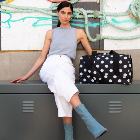 Sac de Voyage Allrounder M Dots White en Toile - Reisenthel