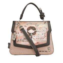 Sac à Main à Rabat Pink Peace and Love en Synthétique