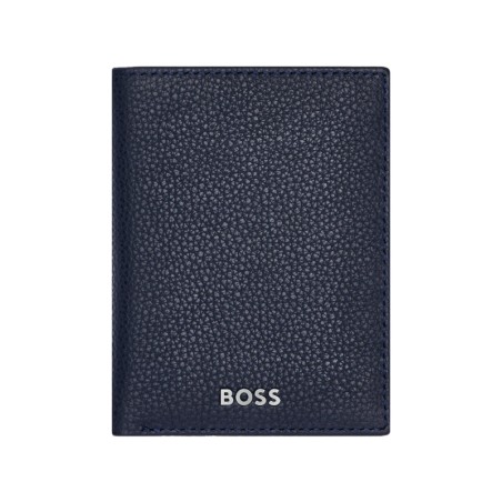 Porte-cartes double Classic grainé navy- Hugo Boss