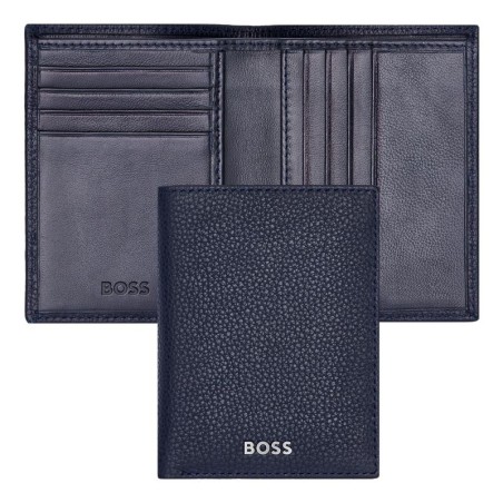 Porte-cartes double Classic grainé navy- Hugo Boss