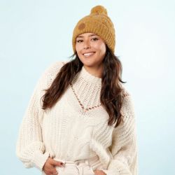 Bonnet 3 Pompons Prosecco Moutarde Polaire