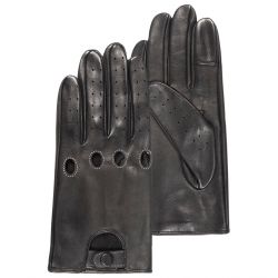 Gants de Conduite Homme Cuir d'Agneau Noir 