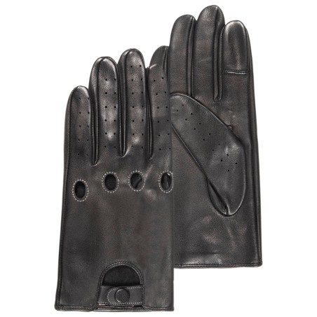 Gants de Conduite Homme Cuir d'Agneau Noir 