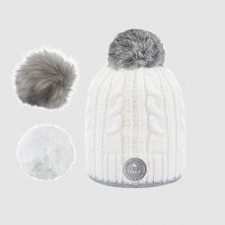 Bonnet 3 Pompons Creamy Gin Polaire - Cabaia