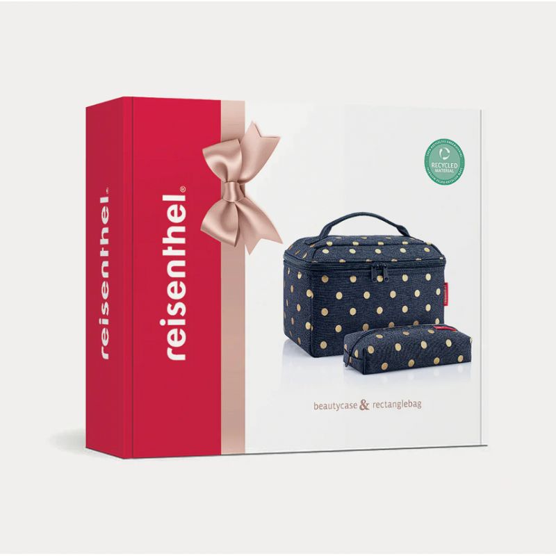 Coffret Vanity et Trousse Metallic Dots Blue en Toile Coffret Vanity et Trousse Metallic Dots Blue en Toile