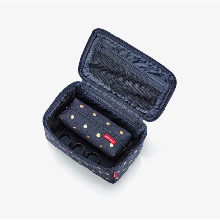 Coffret Vanity et Trousse Metallic Dots Blue en Toile