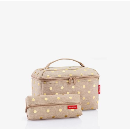 Coffret Vanity et Trousse Metallic Dots Coffee en Toile