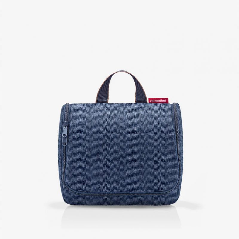 Trousse de Toilette Toiletbag Herringbone Dark Blue en Toile Trousse de Toilette Toiletbag Herringbone Dark Blue en Toile