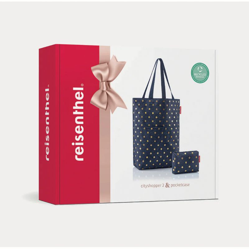 Coffret Sac Cabas et Trousse Metallic Dots Blue en Toile Coffret Sac Cabas et Trousse Metallic Dots Blue en Toile