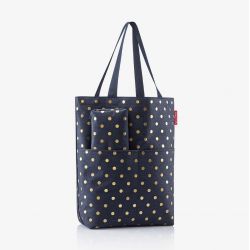 Coffret Sac Cabas et Trousse Metallic Dots Blue en Toile