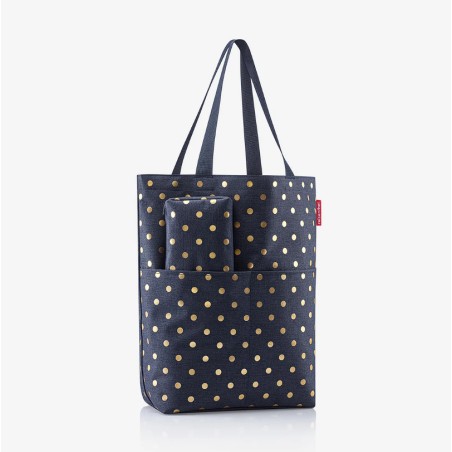 Coffret Sac Cabas et Trousse Metallic Dots Blue en Toile