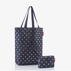 Coffret Sac Cabas et Trousse Metallic Dots Blue en Toile