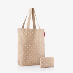 Coffret Sac Cabas et Trousse Metallic Dots Coffee en Toile