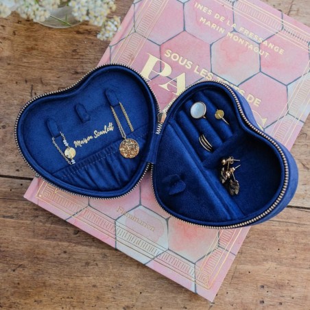 Boîte à Bijoux Coeur Céleste Marine