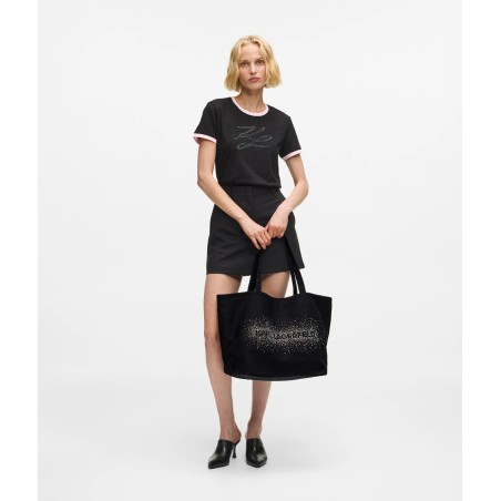 Sac Shopping Logo Strass en Toile
