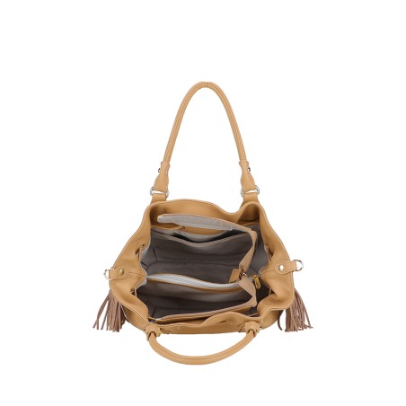 Sac Epaule M Camille à Franges en Cuir