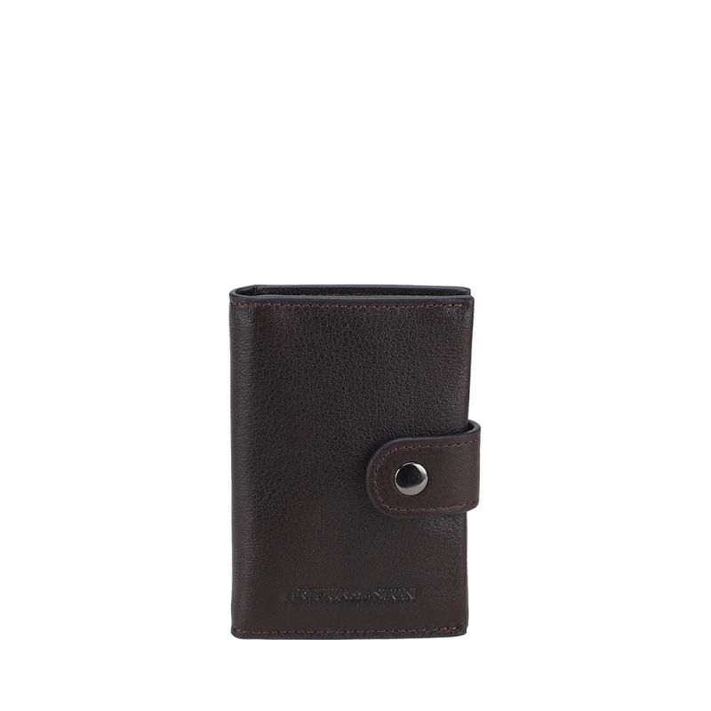 Porte-Cartes à Rabat Pression Léon en Cuir