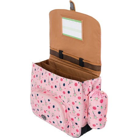 Cartable 38cm Les Fantaisies Caroline Vert/Rose