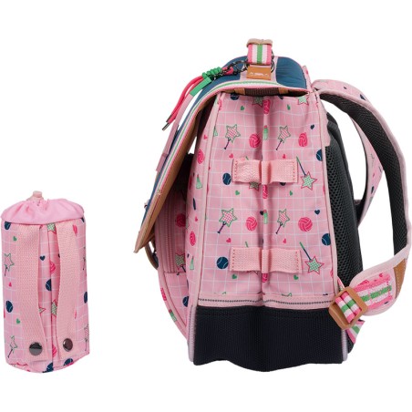 Cartable 38cm Les Fantaisies Caroline Vert/Rose