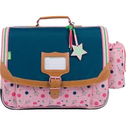 Cartable 38cm Les Fantaisies Caroline Vert/Rose