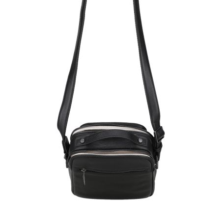 Grand sac travers à deux compartiments avec poigné en cuir Nairo