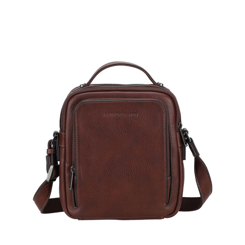 Grand sac travers à deux compartiments avec poigné en cuir Nairo