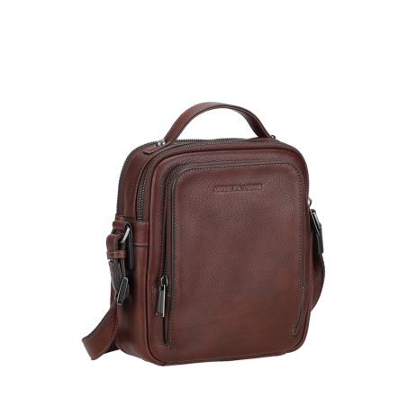 Grand sac travers à deux compartiments avec poigné en cuir Nairo