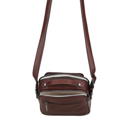 Grand sac travers à deux compartiments avec poigné en cuir Nairo