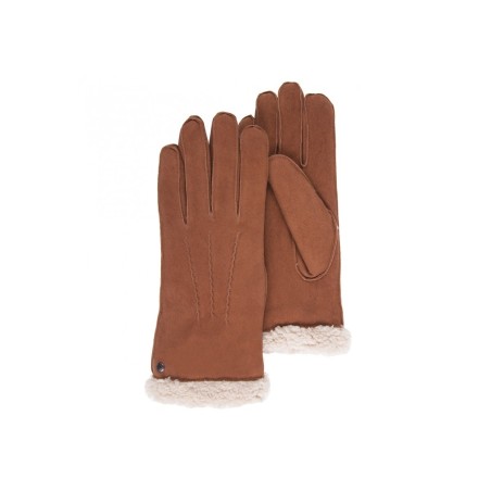 Gants Femme Cuir de Chèvre Velours Cognac - Isotoner