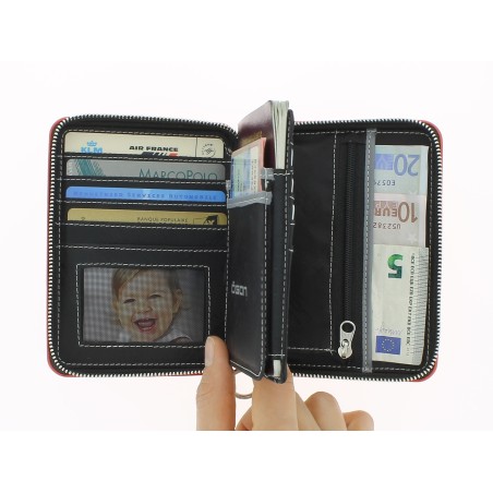 Ogon Portefeuille Quilted Passport en Aluminium Rouge - Ogon