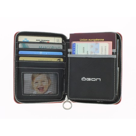 Ogon Portefeuille Quilted Passport en Aluminium Rouge - Ogon