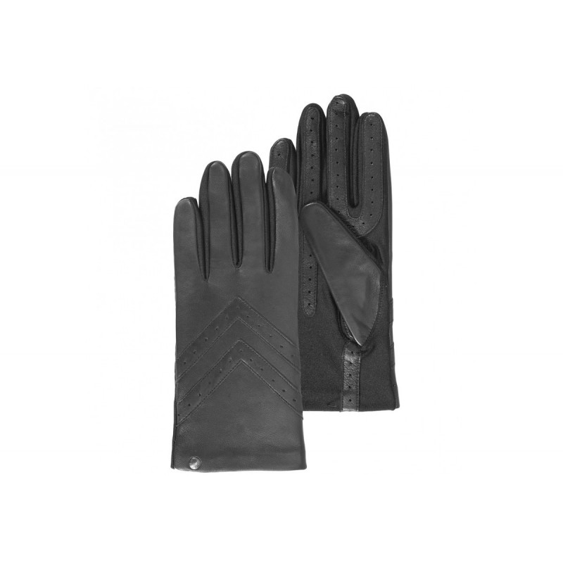 Gants Femme Tactiles Cuir Mouton Noir - Isotoner