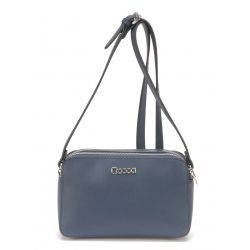 Petit Sac Bandoulière Zippé en Croûte de Cuir - Mocca